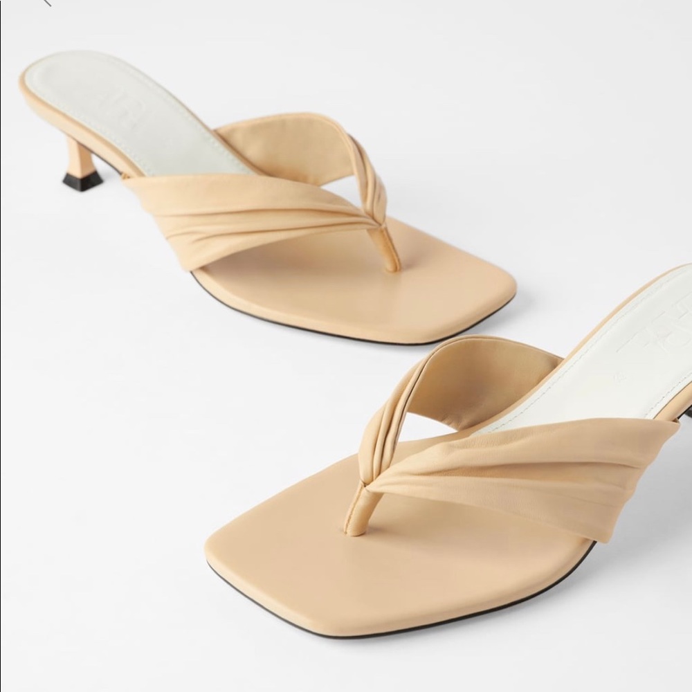 Zara Gathered Leather Sandal
